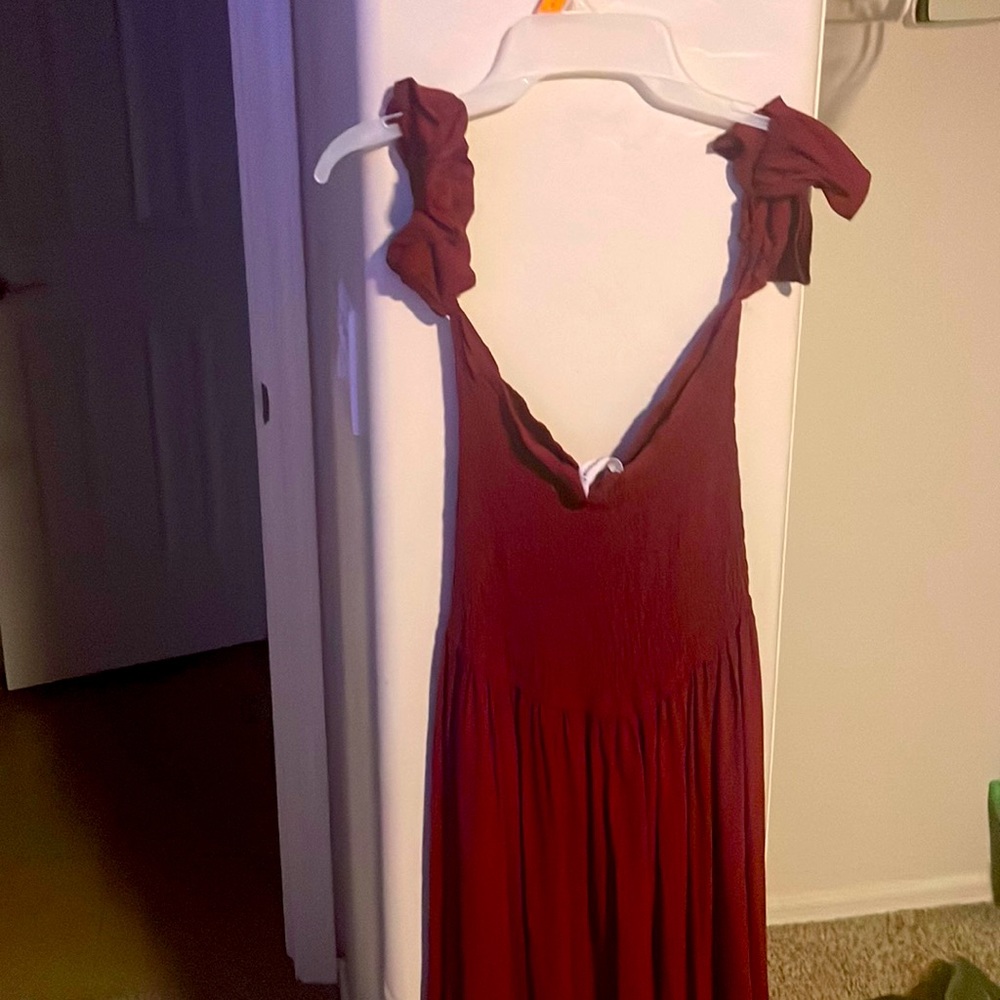 Burgundy ruched top maxi dress